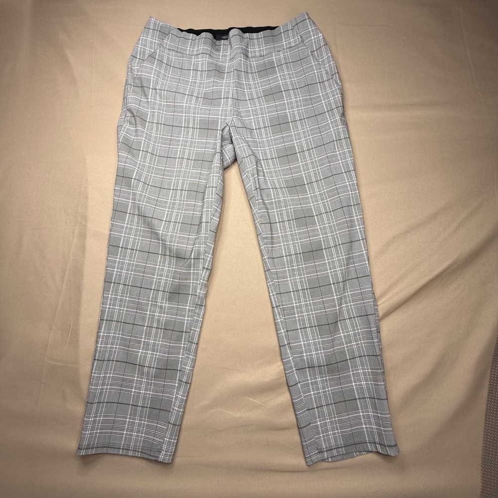 Simply Vera Vera Wang Grey Glen Plaid Capri Pants Pull On Trousers Womens Small